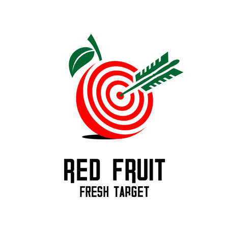 vector illustration of arrows and fruit in the shape of a targetのイラスト素材