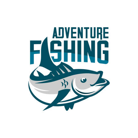 vector illustration of fishing club icon, big fish vectorのイラスト素材
