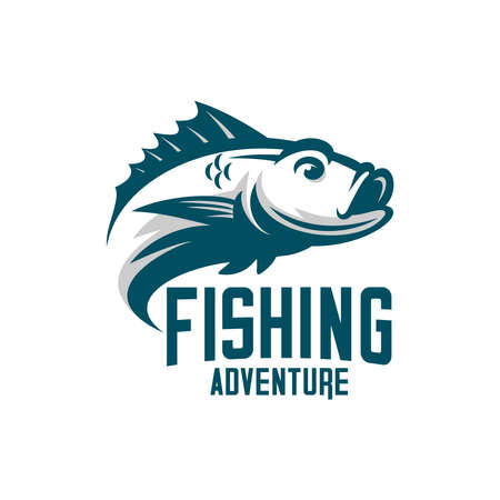 vector illustration of fishing club icon, big fish vectorのイラスト素材