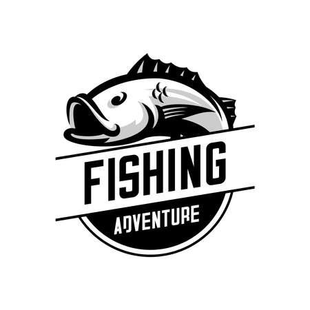 vector illustration of fishing club icon, big fish vectorのイラスト素材