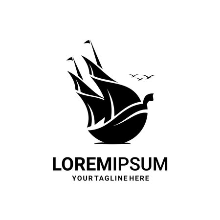 vector illustration of sailboat logo, travel, tour and adventure logoのイラスト素材