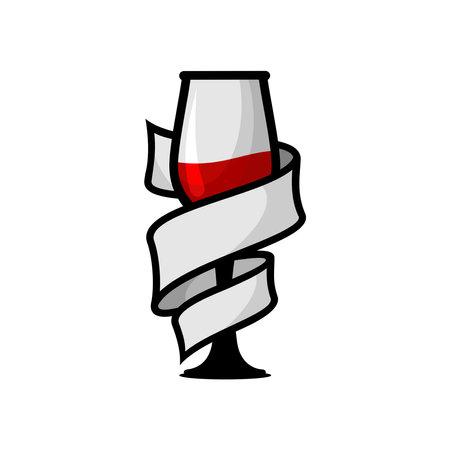 glass of wine logo vector design, cafe logoのイラスト素材