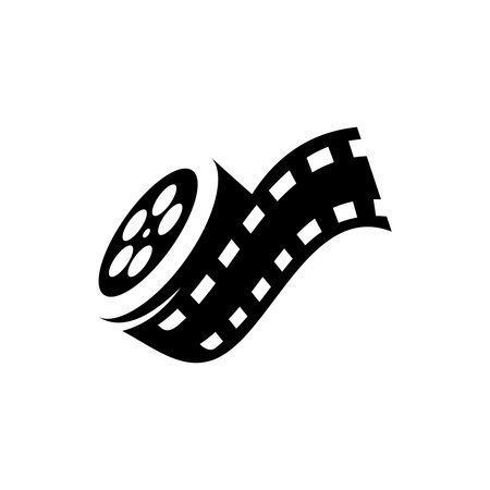 cinema logo vector, roll film vector on white backgroundのイラスト素材