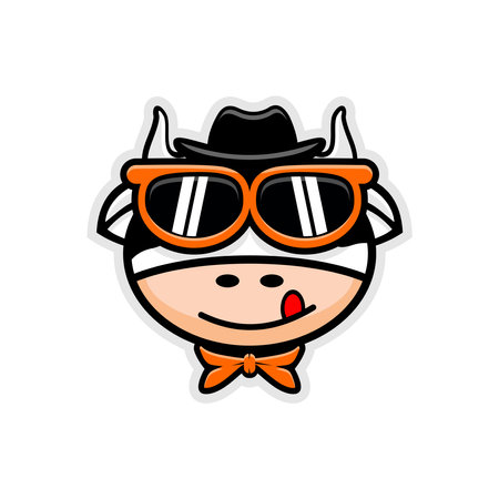 cartoon cow head vector designのイラスト素材