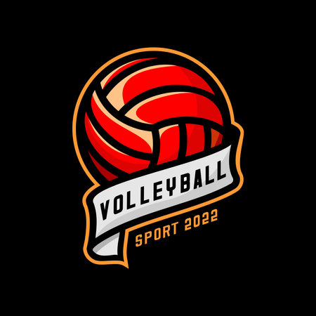 volleyball and ribbon vector on white backgroundのイラスト素材