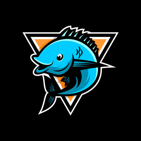 jumping fish vector design, fishing vector designのイラスト素材