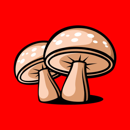 Two mushrooms vector design on white backgroundのイラスト素材