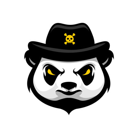angry cute panda head vector design on white backgroundのイラスト素材
