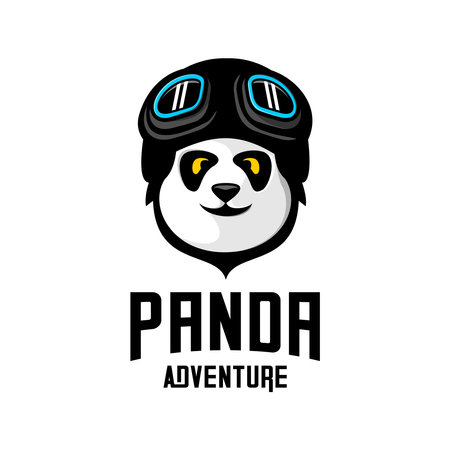 cute panda head vector design on white backgroundのイラスト素材