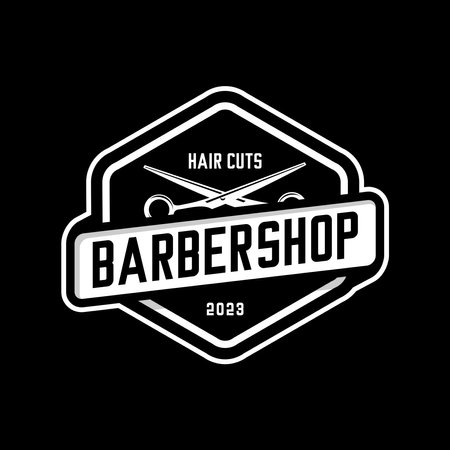 barbershop logo vector, scissors vectorのイラスト素材