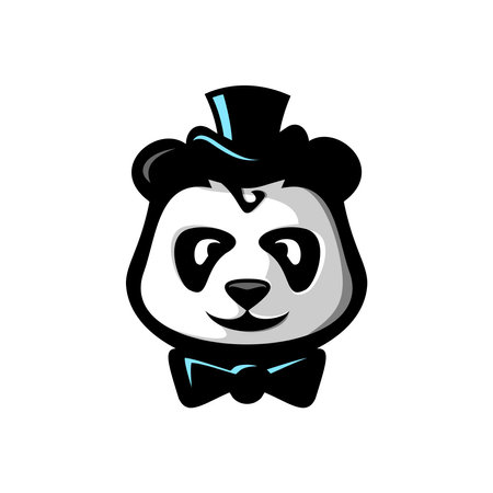cute panda head vector design on white backgroundのイラスト素材