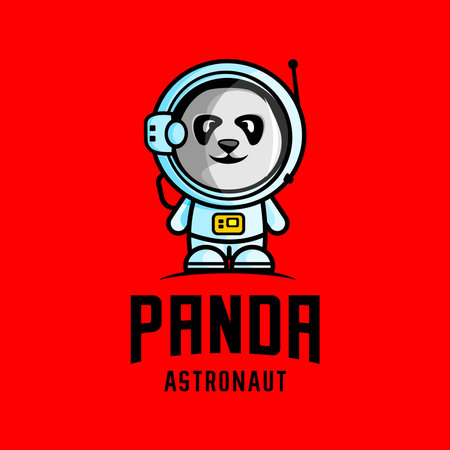 Vector illustration of a panda animal wearing an astronaut costumeのイラスト素材