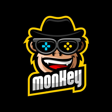cute monkey vector design wearing hat and glassesのイラスト素材
