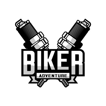 motorcycle spark plug vector, biker vectorのイラスト素材