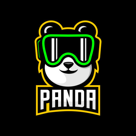 vector cartoon panda head wearing gaming glassesのイラスト素材