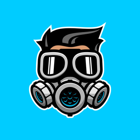 face vector wearing gas mask, game vectorのイラスト素材