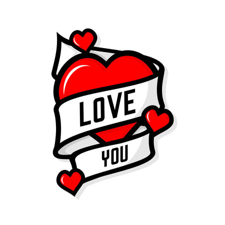 vector of love wrapped around a ribbon that says love youのイラスト素材