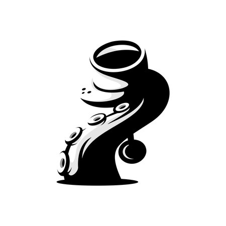 vector illustration of an octopus or tentacle wrapped around a glass of wineのイラスト素材