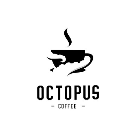 vector illustration of an octopus or tentacle wrapped around a cup of coffeeのイラスト素材