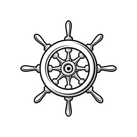 ship wheel rudder design vector on white backgroundのイラスト素材