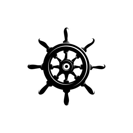 ship wheel rudder design vector on white backgroundのイラスト素材