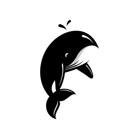 vector black whale jumping on a white backgroundのイラスト素材