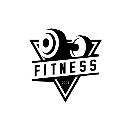 barbell silhouette vector design, fitness sport vectorのイラスト素材