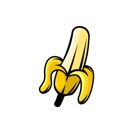 yellow banana fruit illustration vectorのイラスト素材