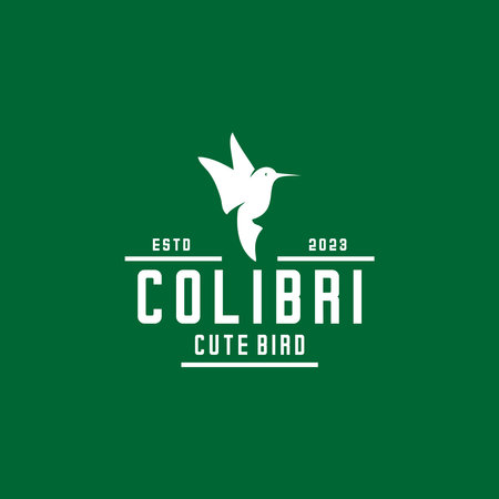 colibri bird kogo vector on green backgroundのイラスト素材