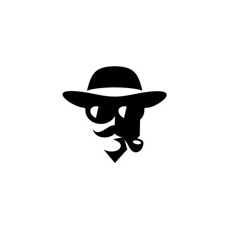 vector silhouette of a man's face wearing a hat and sunglassesのイラスト素材