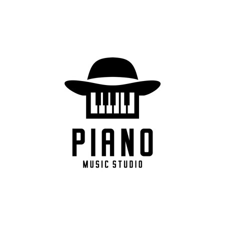 vector logo of piano and gentleman's hatのイラスト素材