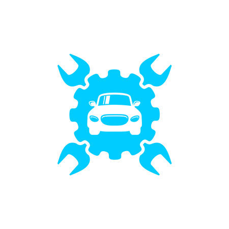 vector car and wrench,  car repair logoのイラスト素材