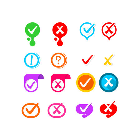 vector labels various shapes of check marks, infographic elementsのイラスト素材