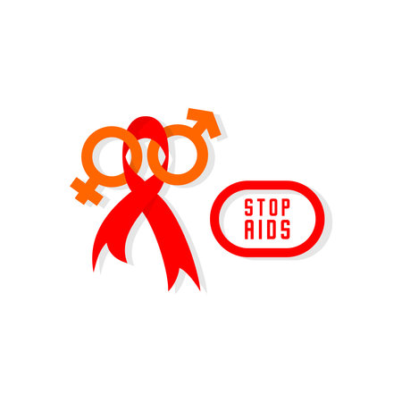 vector design of stop aids tape and male and female signsのイラスト素材