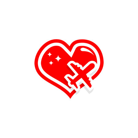 vector design of love sign and airplane, love travel vectorのイラスト素材