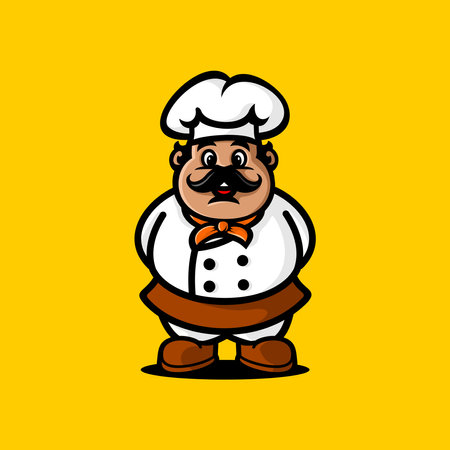 Fat cute chef logo vectorのイラスト素材