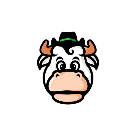 cartoon cow wearing a cowboy hatのイラスト素材