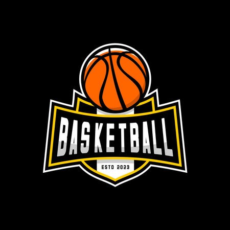 Vector basketball sport logo on black backgroundのイラスト素材