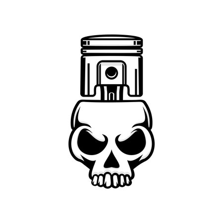 Skull and piston of biker vectorのイラスト素材