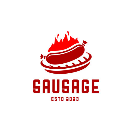 Hot fire sausage logo vectorのイラスト素材