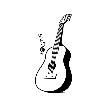 classical guitar illustration vector, acoustic guitarのイラスト素材