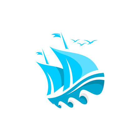 vector sailboat logo, simple ship designのイラスト素材