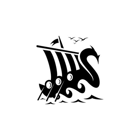 Viking ship logo vector designのイラスト素材