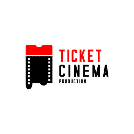 cinema ticket logo, ticket and film reel vectorのイラスト素材
