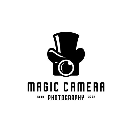 Black logo camera and magic hat vectorのイラスト素材