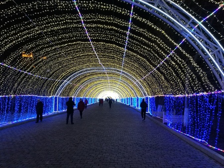 Tunnel of LED lightsのeditorial素材