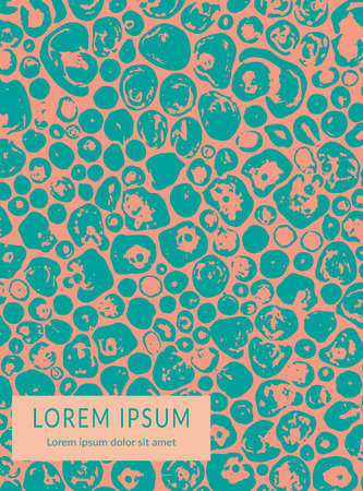 Abctract background with green-blue blots on a pink backdrop for product packaging, brending, banner, poster, landing page, flyer. Vector layout.のイラスト素材