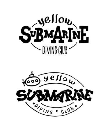 Hand written logo isolated on wtihe background for sticker, label, busines identity. Vector set of illustrations.のイラスト素材