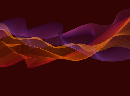 Abctract backdrop with colorful transparent waves on a dark background for banner, poster, landing page, flyer. Vector layout.のイラスト素材