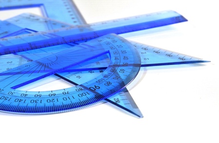 Engineering tools - Set of ruler, triangle and protractoの写真素材